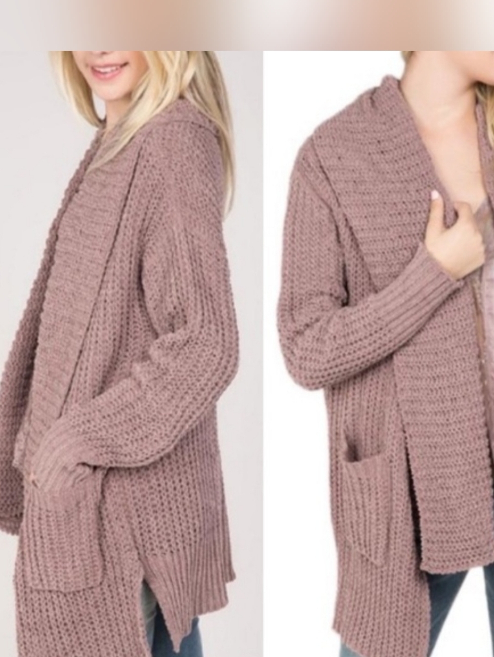 POL Soft Knit Open Front Slouchy Cardigan Oversized Mocha Taupe NWT Size Small - Picture 2 of 14